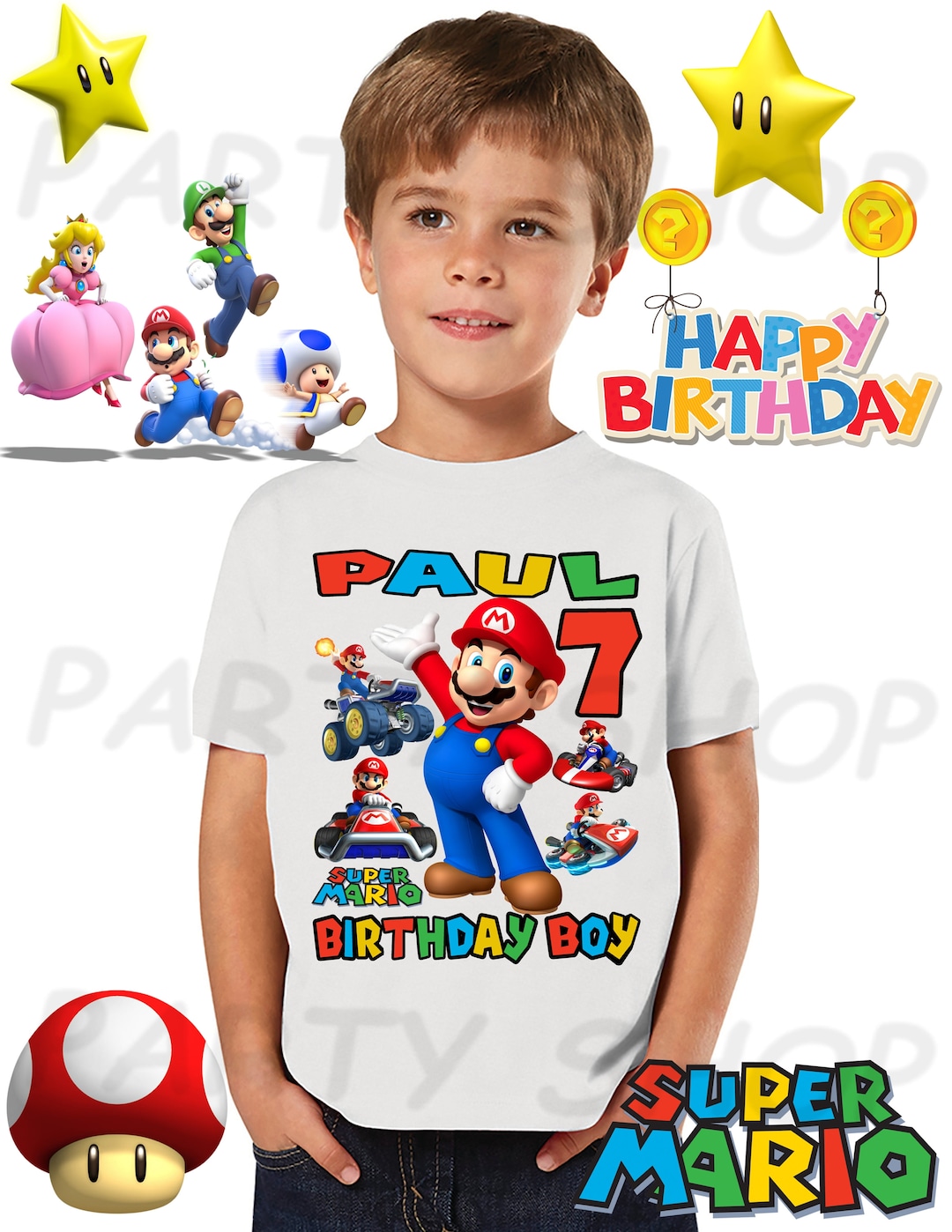 Mario Bros Birthday Shirt,mario Bros Custom Shirts,birthday Party,add