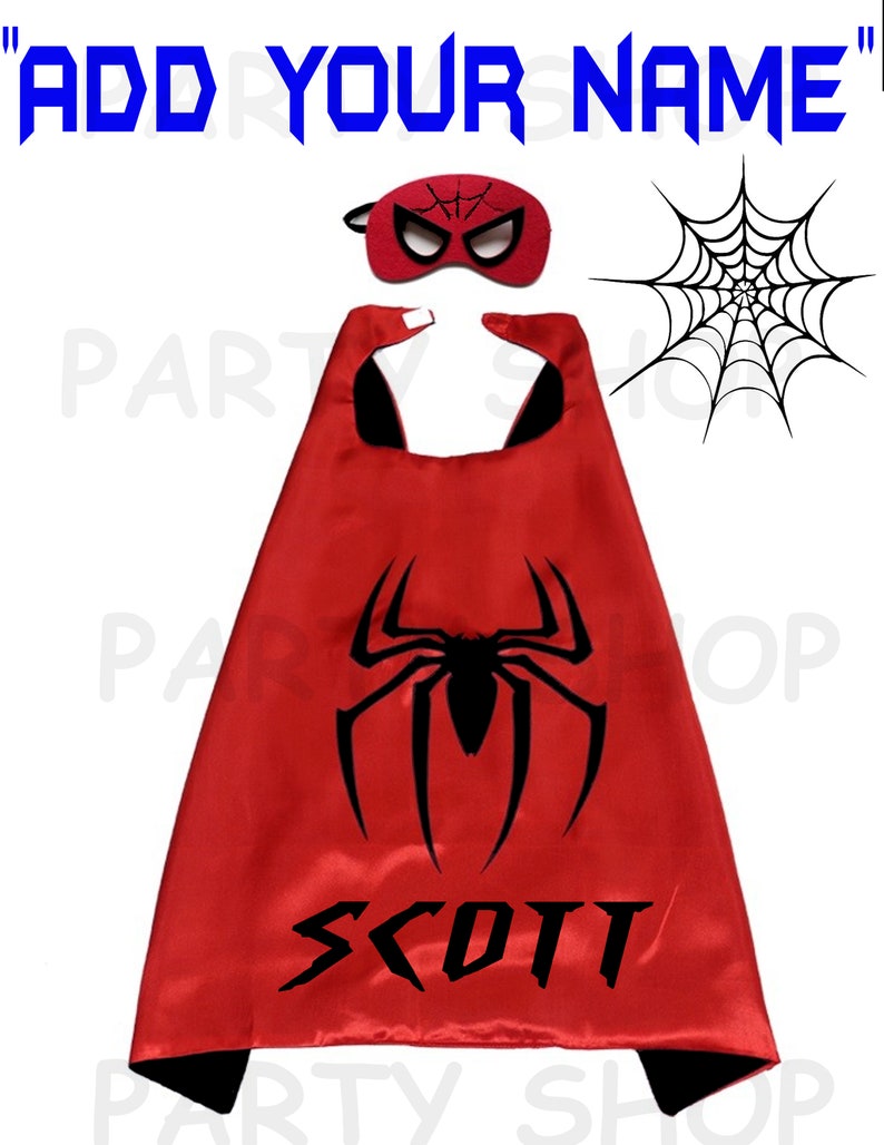 Spiderman Custom Cape and Mask for Kids ADD Your Child's Etsy