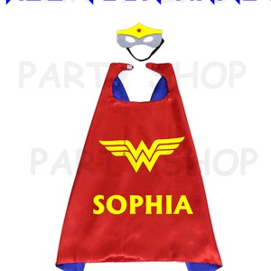 Wonder Woman custom cape and mask for kids, ADD your child's name,superhero capes,double layer cartoon cosplay..