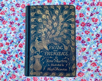 Beautiful Peacock Pride and Prejudice by Jane Austen. 1st edition, 1st impression, 1894. Illustrated by Hugh Thomson. Good condition