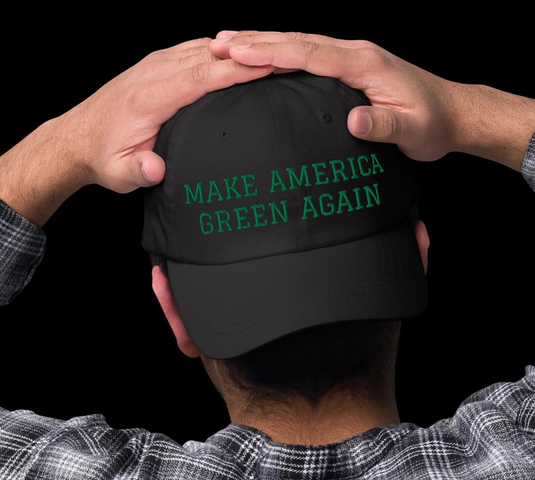 New (BLACK) Make America GREEN Again Embroidered Hat, Earth Day Hat ...