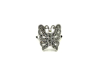 Rings  -  925 Sterling Silver, 'Butterfly' Marcasite  -  Size 6 and 7