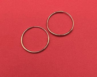 14Karat Gold Plated, 925 Sterling Silver 'Hoop' Earrings  -  20mm