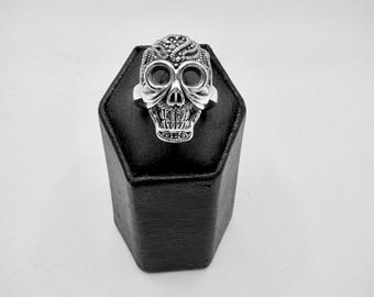 Gothic "Skull" Ring in 925 Sterling Silver and Marcasite