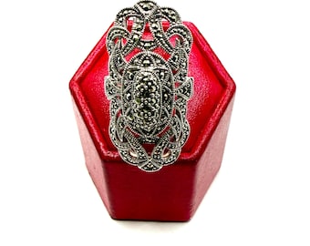RING - Gothic, 925 Sterling Silver and Marcasite Ring