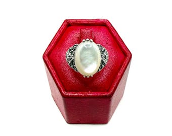 Rings  -   Gothic, 925 Sterling Silver, Marcasite, Mother of Pearl. -  Size 7
