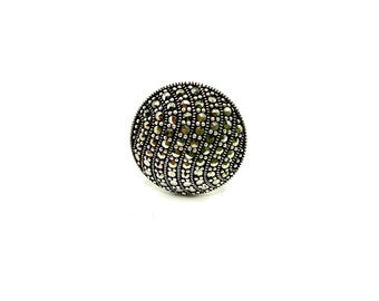 Ring  -  925 Sterling Silver Sphere with Marcasite  -  Large
