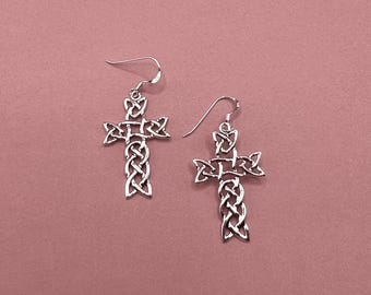 Celtic Knot "Cross" Earrings, 925 Sterling Silver