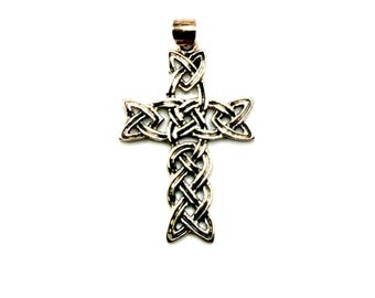 Pendentif croix celtique en argent sterling 925, 32 mm de longueur avec nœud