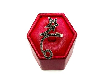 Bague - Argent sterling 925 et marcassite ÉTOILE et LUNE