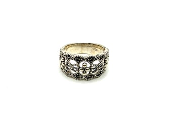 Ring  -  925 Sterling Silver and Marcasite  -  Size. US 7.5