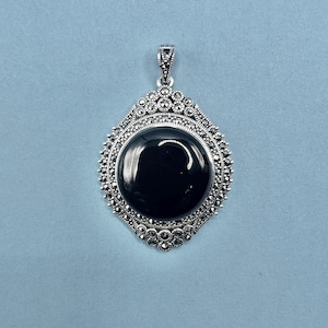 Pendants  -  Edwardian, 925 Sterling Silver,  Marcasite,  Black Onyx