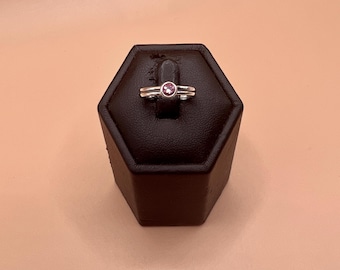 Toe Ring, 925 Sterling Silver, Adjustable, Pink Cubic Zirconia