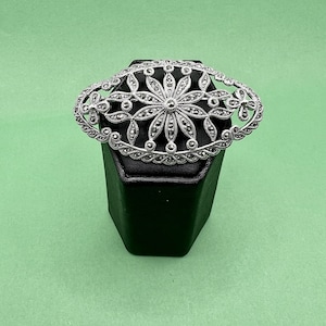 Brooch  -  Edwardian 925 Sterling Silver, Marcasite Brooch