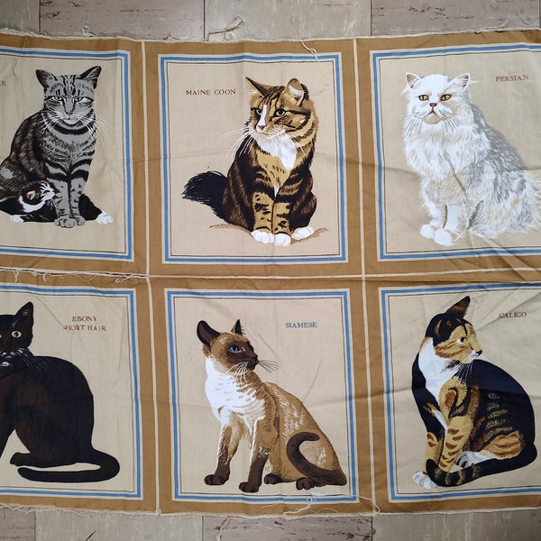 Cat pillow panel, printed panel, cotton pillow panel