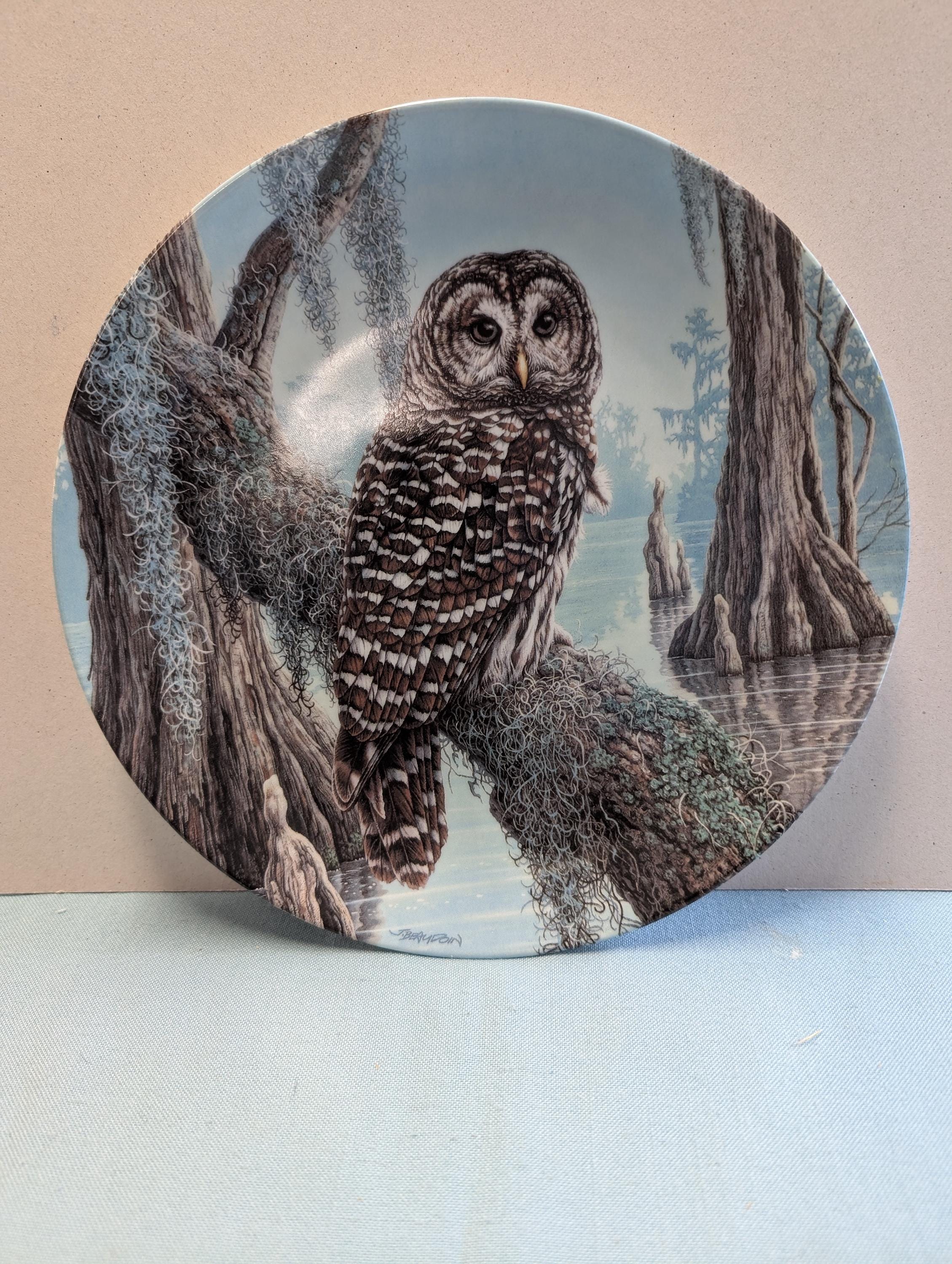 Barred Owl Decorative Plate by Edwin Knowles 1990