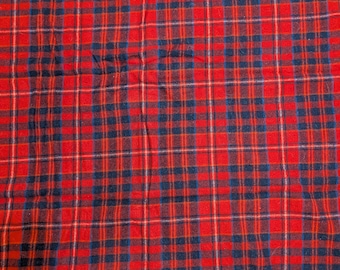 Pendleton Red Plaid Wool Throw, Fringe Blanket