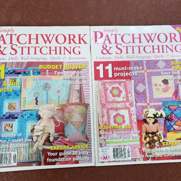 Simply Patchwork and Stitching, cushion, dolls wall hangings and quilt magazine, Australian magazine, quilt magazine