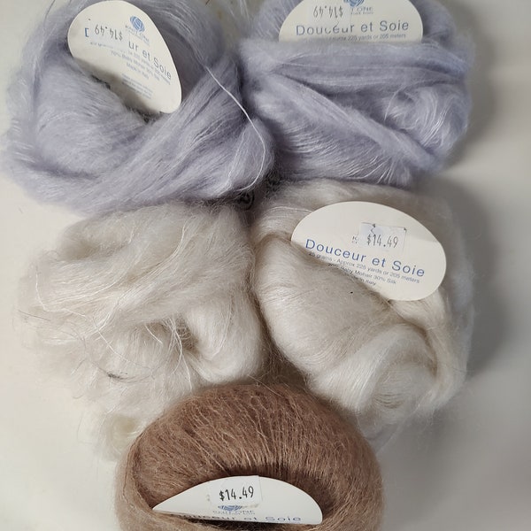 Knit One Crochet Too, Douceur et Soie yarn, baby mohair and silk yarn, yarn destash