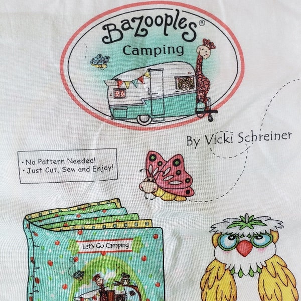 Bazooples Campout Soft Book, cut and sew panel, Vicki Schreiner, cut and sew soft book, CP62951, Springs Creative Products Group