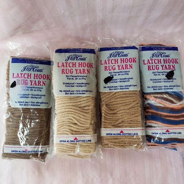 Latch hook yarn, pre-cut yarn, J&P Coats Latch Hook Rug Yarn