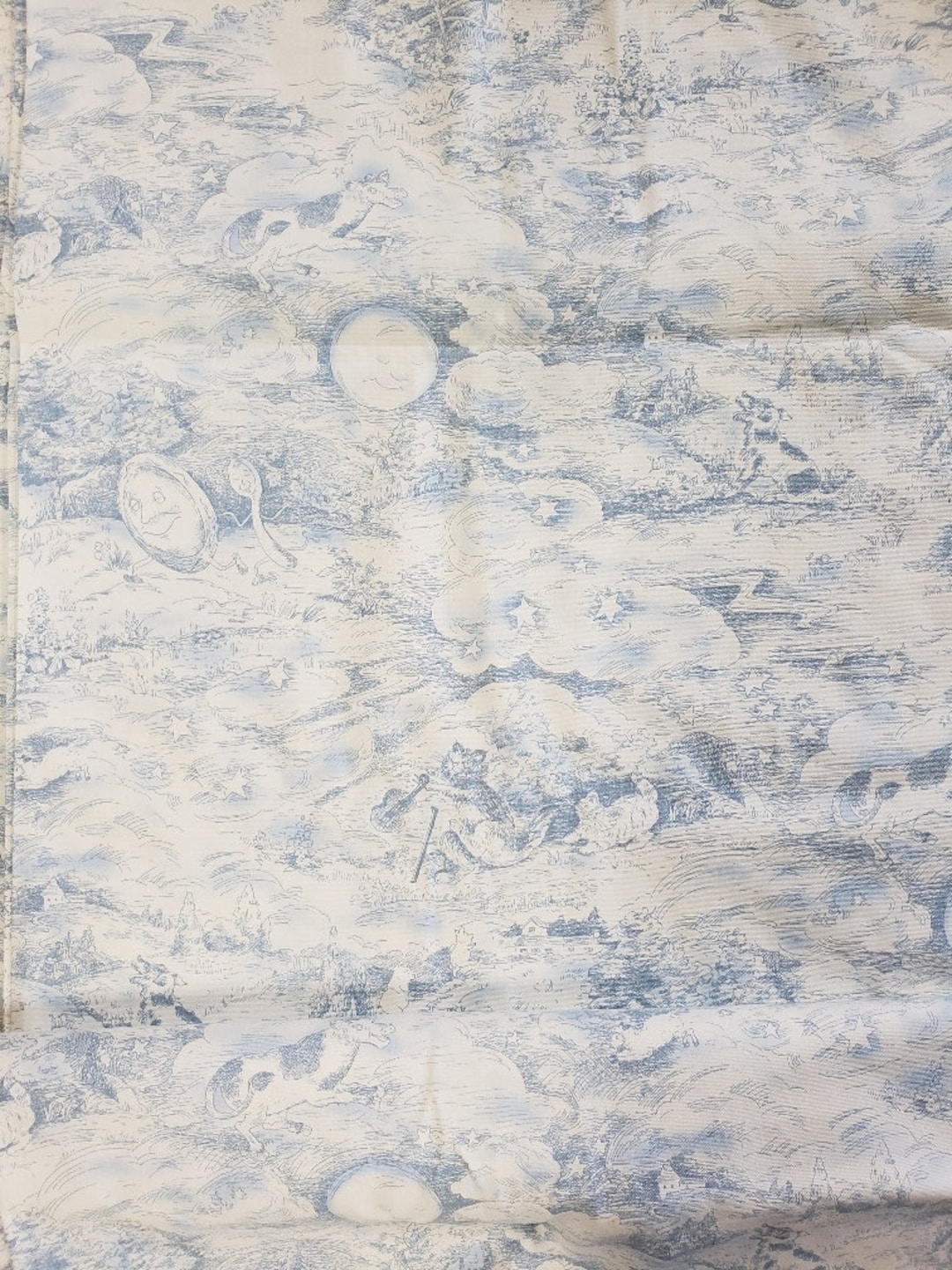 Nursery Rhyme Toile Decorator Fabric Decorator Fabric Toile Etsy