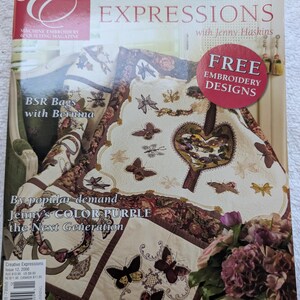 May include: A copy of Creative Expressions Machine Embroidery & Quilting Magazine, Issue 12, 2006. The cover features a quilt with butterfly embroidery, a heart-shaped design, and text including BSR Bags with Bernina and Free Embroidery Designs.