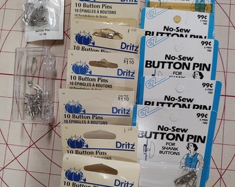 No Sew Button Pin, shank button pin lot, Dritz, EZ