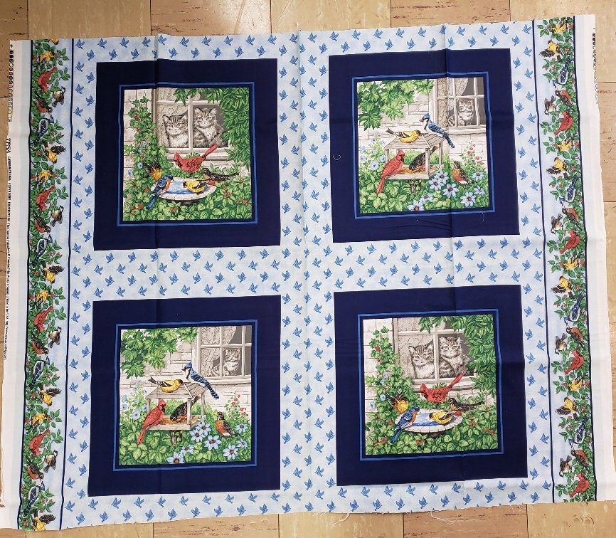 Bird Quilt or Pillow Panels, Printed Panel, Cranston Print Works