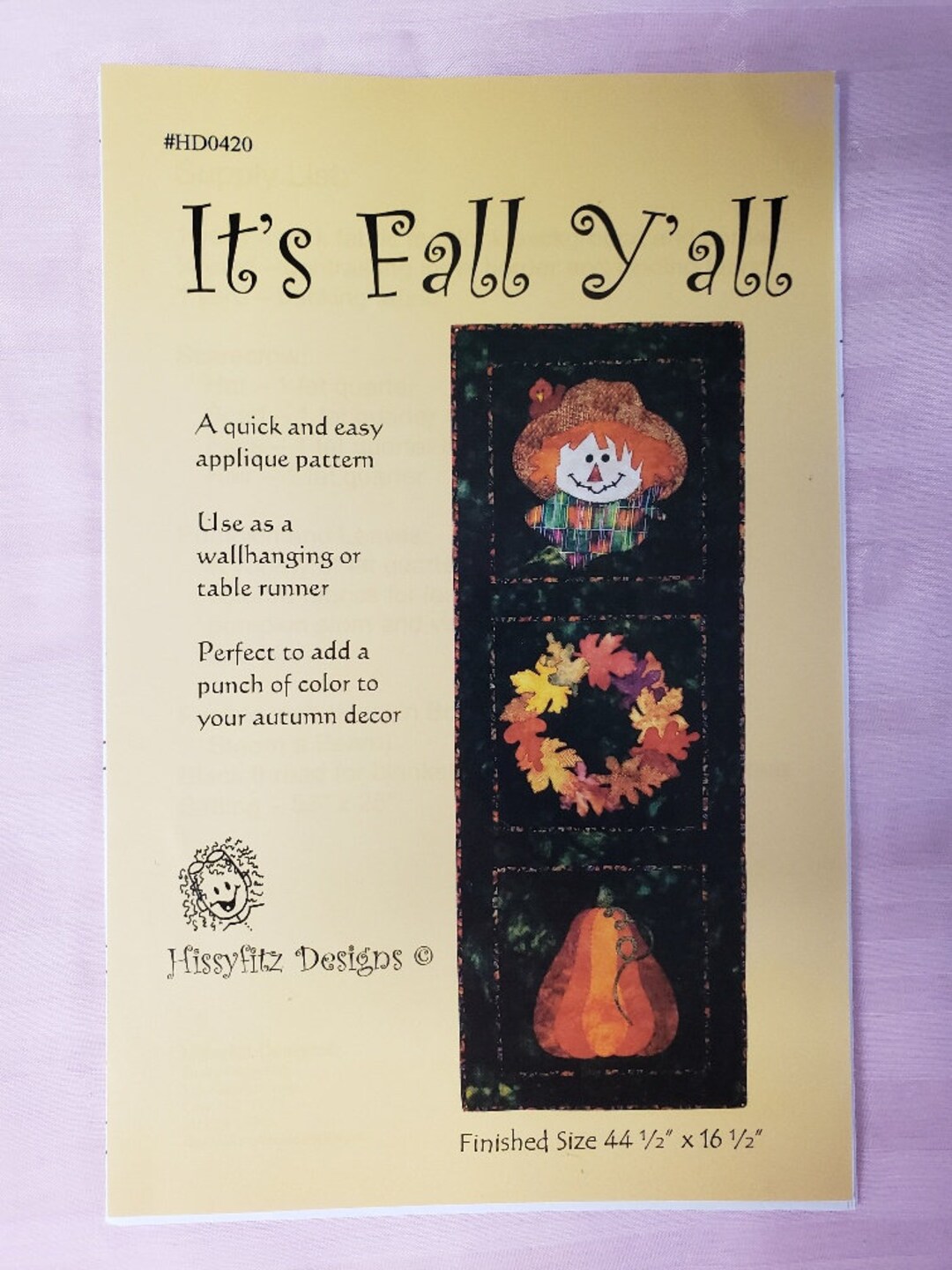 Fall Ish Pattern It's Fall Y'all, Fall Applique Pattern, Wall Hanging Pattern, Hissyfitz ...