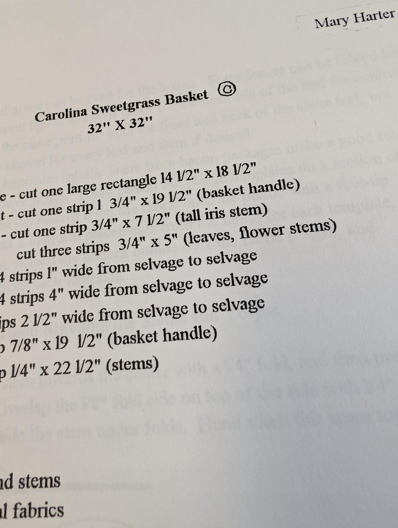 Carolina Sweetgrass Basket Quilt Pattern, Wall Hanging, 3D Flowers ...