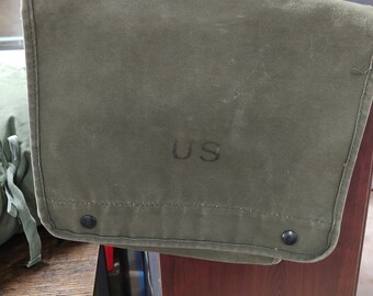 Vintage military canvas map case, US military map bag, adjustable strap map bag