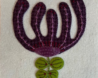 Embroidered Flower Applique Pattern, Decorative Wool Design (Digital Download)