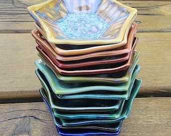 Handmade Ceramic Trinket Dish, Teabag Holder, Small Dipping Bowl