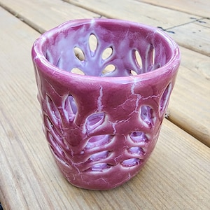 Handmade Pottery Candle Holder, Hand-Carved Ceramic Luminary, Tea Light Lantern, Unique Home Decor