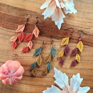Macrame Fall Leaf Earrings