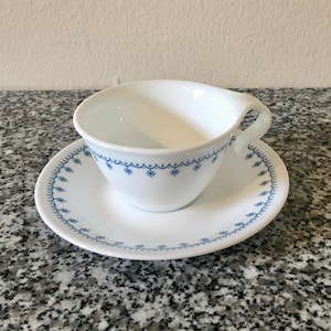 Filiżanka i spodek Corelle Snowflake Blue Pattern Flat (dostępne sześć sztuk)