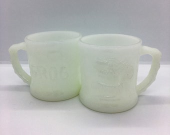 Johnny Hart BC GROG Milk Glass Mug