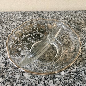 Silver Overlaid Clear Glass Divided Relish Dish
