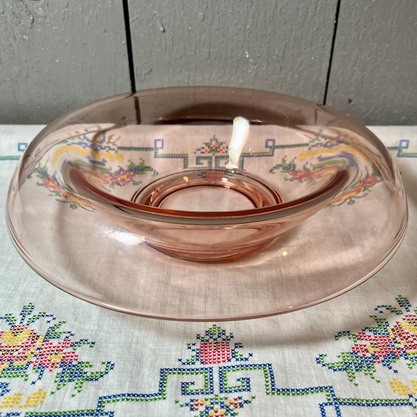 Cambridge Pink Depression Glass Rolled Edge Console Bowl