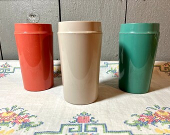 GITSware Therma-Glass Set of Cups Stacking Thermal Plastic Good for Camping, Tailgating, Picnics (Salmon, Gray, Turquoise))