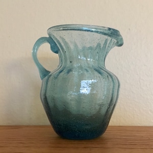 Small Blue Blown Glass Pitcher