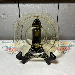 Depression Era Federal Glass Madrid Amber / Yellow Saucer