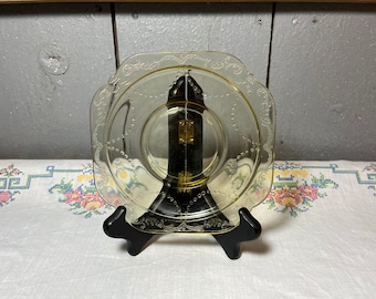 Depression Era Federal Glass Madrid Amber / Yellow Saucer
