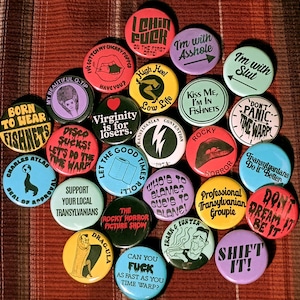 Rocky Horror Picture Show Pin Back Buttons - Vintage Inspired
