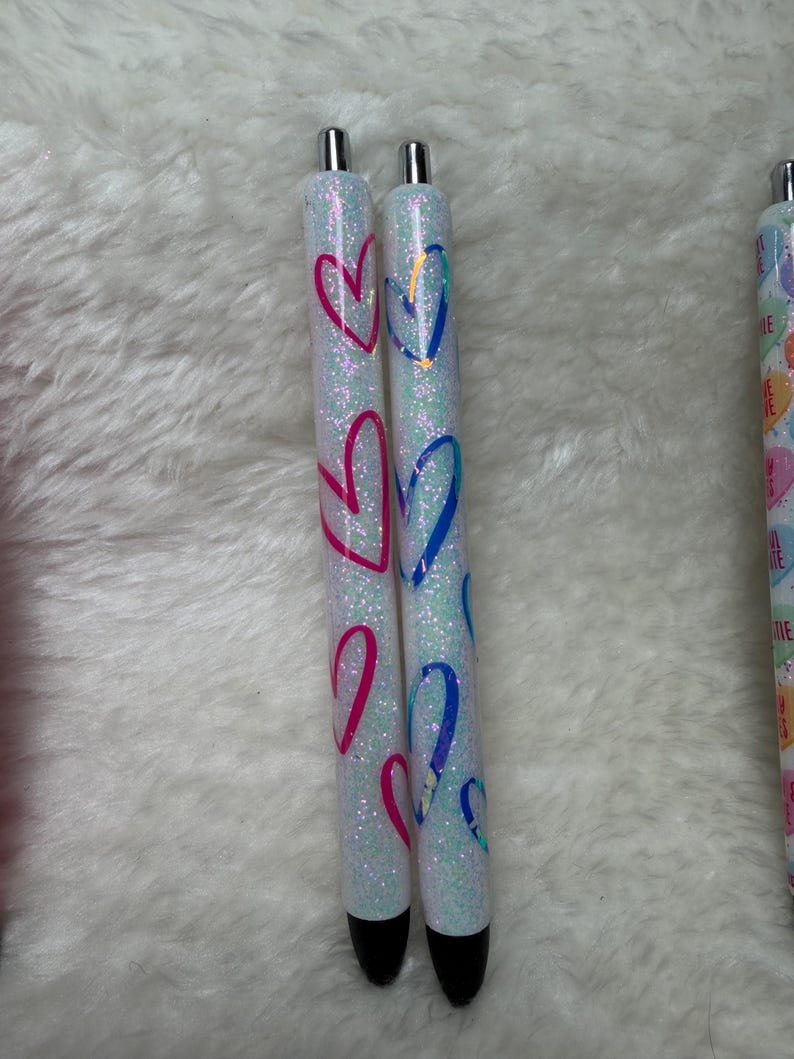 Sparkly Heart Pen | Handmade Glitter Stationery - Etsy