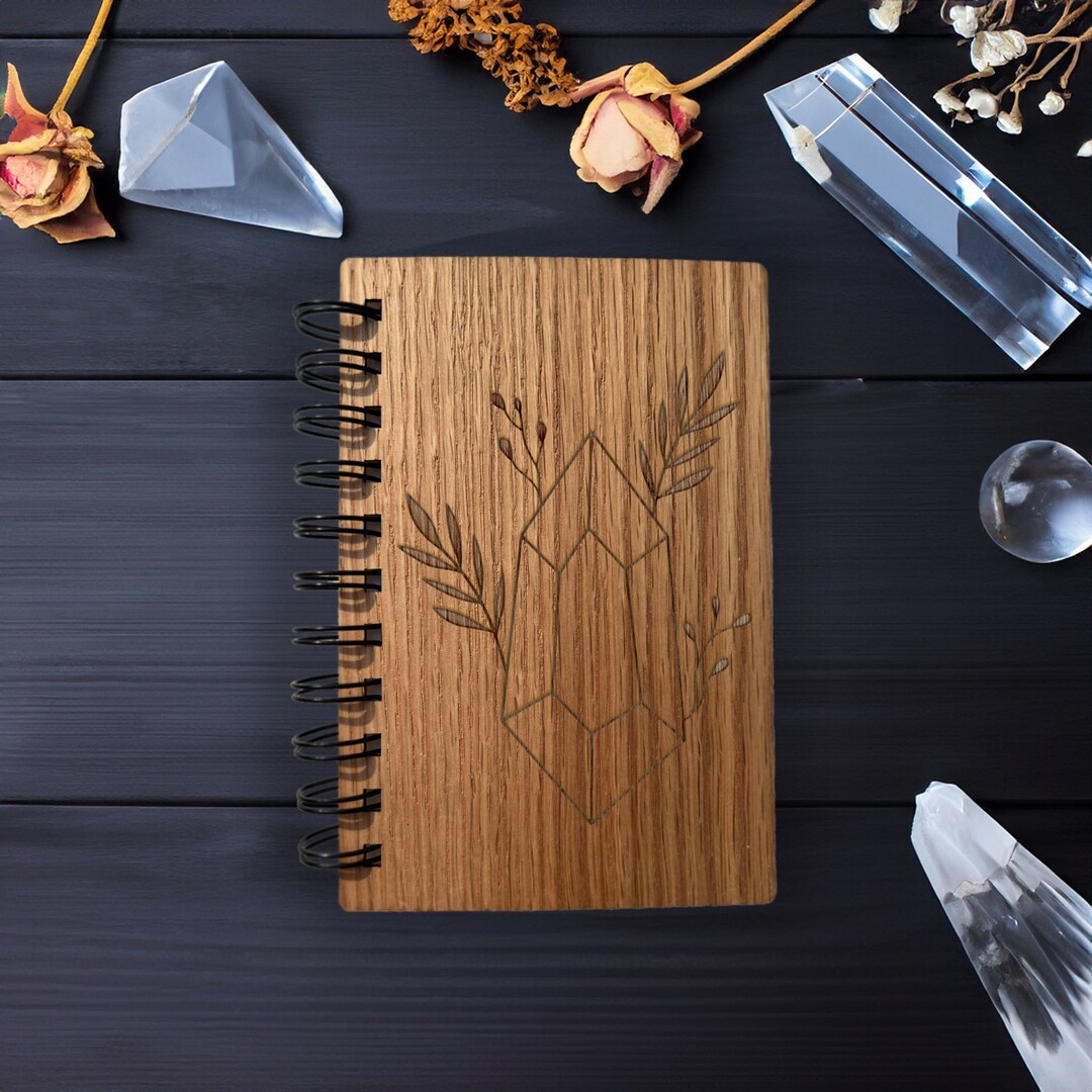 Botanical Hexagon Wooden Notebook - Nature-inspired 6x4 Engraved ...