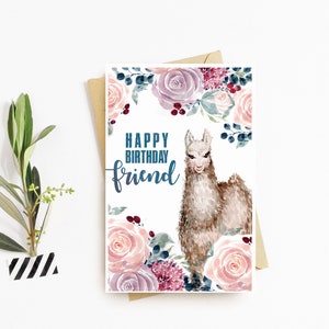 Printable Llama Birthday Card - Hand Painted Watercolor - Etsy