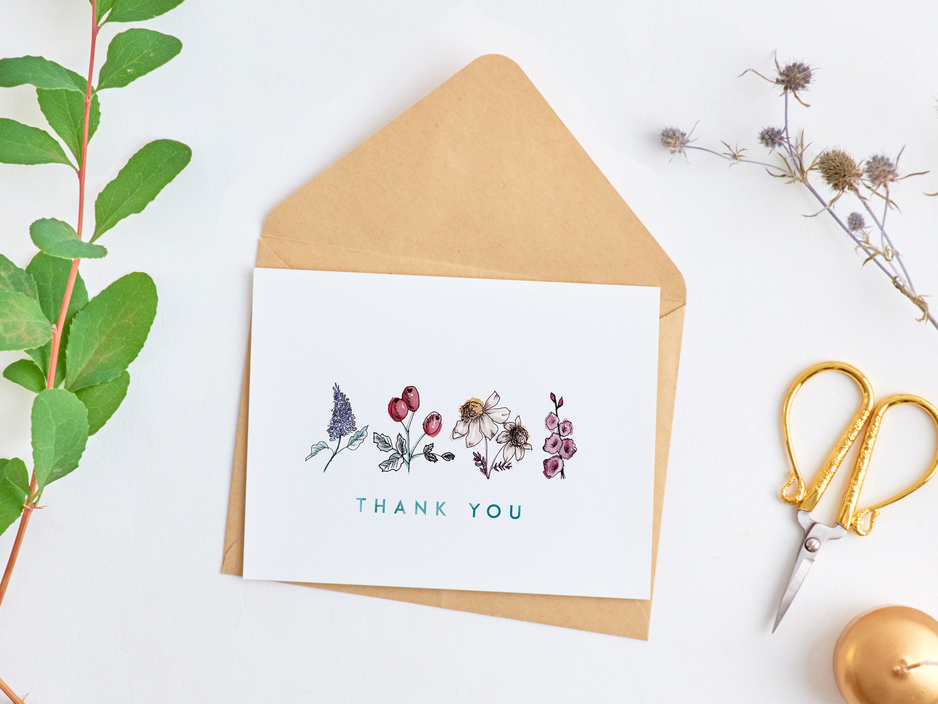 Printable Floral Thank You Note Card - Etsy