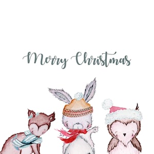 Printable Christmas Woodland Animal Card